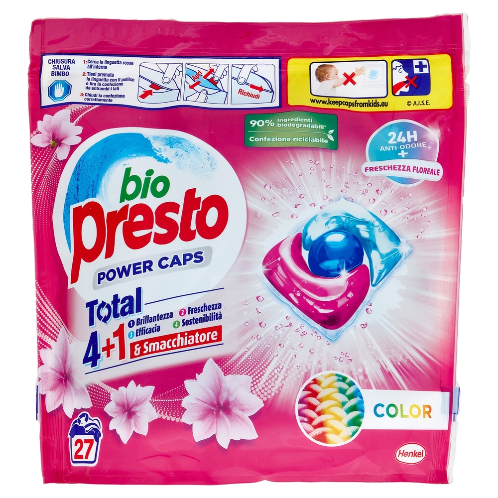 BIO PRESTO Power Caps Aromatherapy Sensazioni Floreali Orchidea Color 27 Lavaggi 27 x 12 g